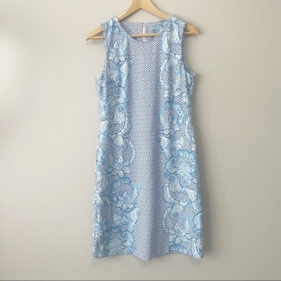 J McLaughlin blue floral shift dress sleeveless sundress size medium - Picture 8 of 8